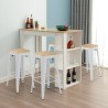 set van 4 barkrukken en hoge tafel 120x60cm wit hout galles Korting