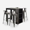 set hoge zwarte bar tafel en 4 barkrukken met rugleuning cruzville Kortingen