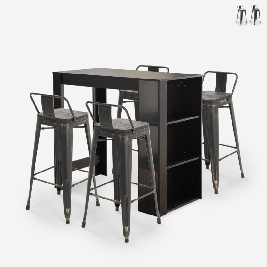 set hoge zwarte bar tafel en 4 barkrukken met rugleuning cruzville Aanbieding set hoge zwarte bar tafel en 4 barkrukken met rugleuning cruzville Aanbieding