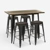 set van 4 barkrukken en een hoge industriële tafel 120x60cm farley Kortingen