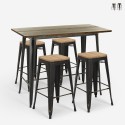 set van 4 industriële barkrukken en zwarte vintage tafel 120x60cm fordville  Verkoop