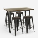 table 120x60 noir vintage + 4 tabourets de bar style fordville Réductions