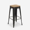 set van 4 industriële barkrukken en zwarte vintage tafel 120x60cm fordville  Afmetingen