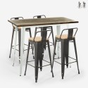 table haute blanche + 4 tabourets de bar style dossier palmyra Promotion