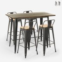 set 4 barstoelen met rugleuning en zwarte vintage tafel 120x60 cm blackduck Verkoop