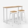 table haute industrielle + 2 tabourets de bar bois blanc trenton Promotion