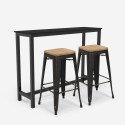 table haute cuisine + 2 tabourets style bois métal noir seymour Réductions