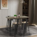 set 4 barstoelen met rugleuning en zwarte vintage tafel 120x60 cm blackduck Korting