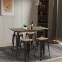 set van 4 industriële barkrukken en zwarte vintage tafel 120x60cm fordville  Korting