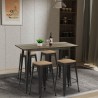 set van 4 industriële barkrukken en zwarte vintage tafel 120x60cm fordville  Korting