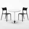 Table ronde blanche 70x70 et 2 chaises colorées bar café Parisienne Long Island Prix
