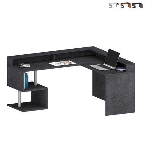 Bureau d'angle moderne pour maison et bureau avec rehausse Esse 2 A Plus Promotion