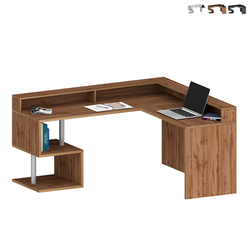 Moderne hoekbureau voor thuis en kantoor met opzetstuk Esse 2 A Plus Verkoop Moderne hoekbureau voor thuis en kantoor met opzetstuk Esse 2 A Plus Verkoop