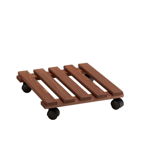 Houten plantenroller met wielen 35x35cm voor planten en bloemen Videl QM Aanbieding