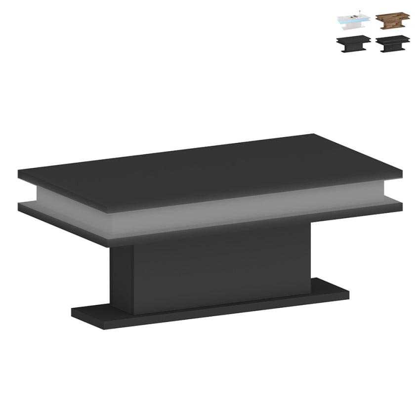 Salontafel glanzend wit 100x55cm LED licht Little Big Aanbod