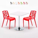 Table Blanche Carrée 70x70 et 2 Chaises Colorées Set Intérieur Bar Café Gelateria Cocktail Catalogue