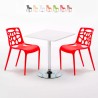 Vierkante salontafel wit 70x70 cm en 2 gekleurde stoelen Gelateria Cocktail Catalogus