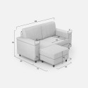 Moderne 2-zitsbank voor de woonkamer met poef in stof Marrak 120P 