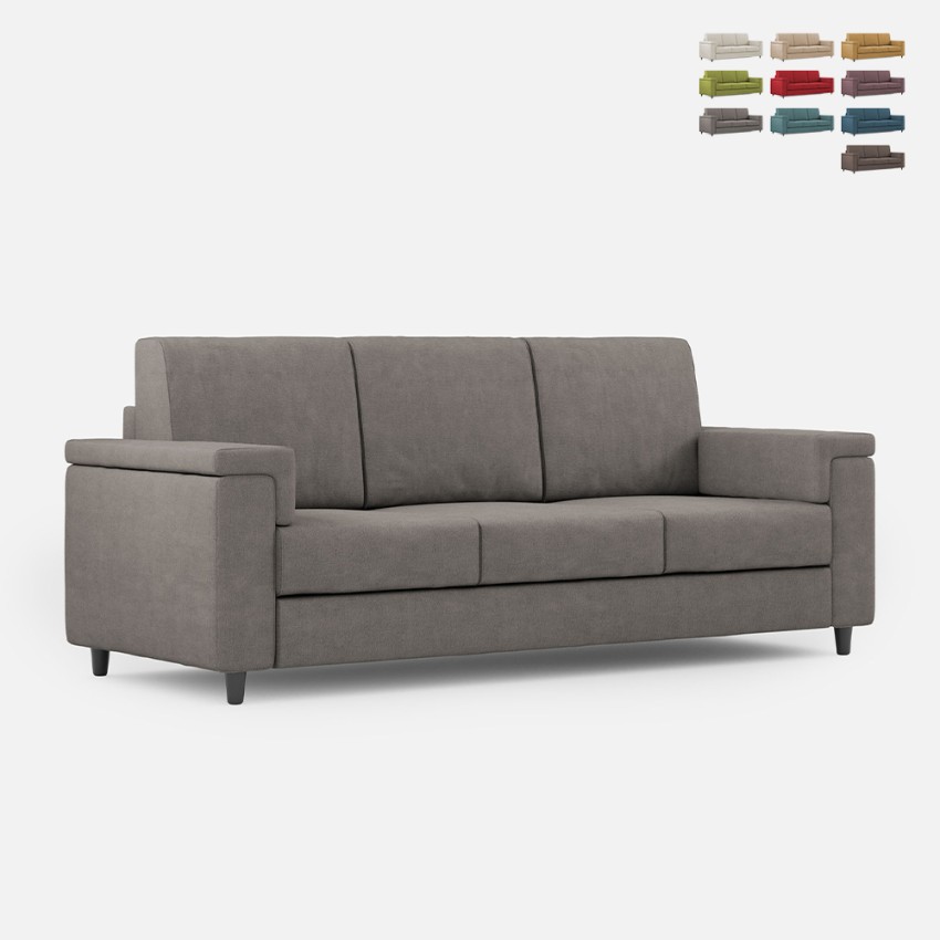 Canapé 3 places revêtement tissu 208 cm style moderne salon Marrak 180 Promotion