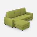 Canapé 3 places 208cm avec pouf en tissu Sakar 180P pour salon 