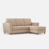 Moderne stoffen 3-zits bank 212cm met poef voetenbank Yasel 180P 