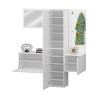 Ensemble meuble à chaussures armoire d'entrée avec miroir et porte-manteaux 2 meubles Linda Réductions
