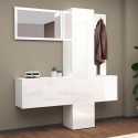 Ensemble meuble à chaussures armoire d'entrée avec miroir et porte-manteaux 2 meubles Linda Promotion