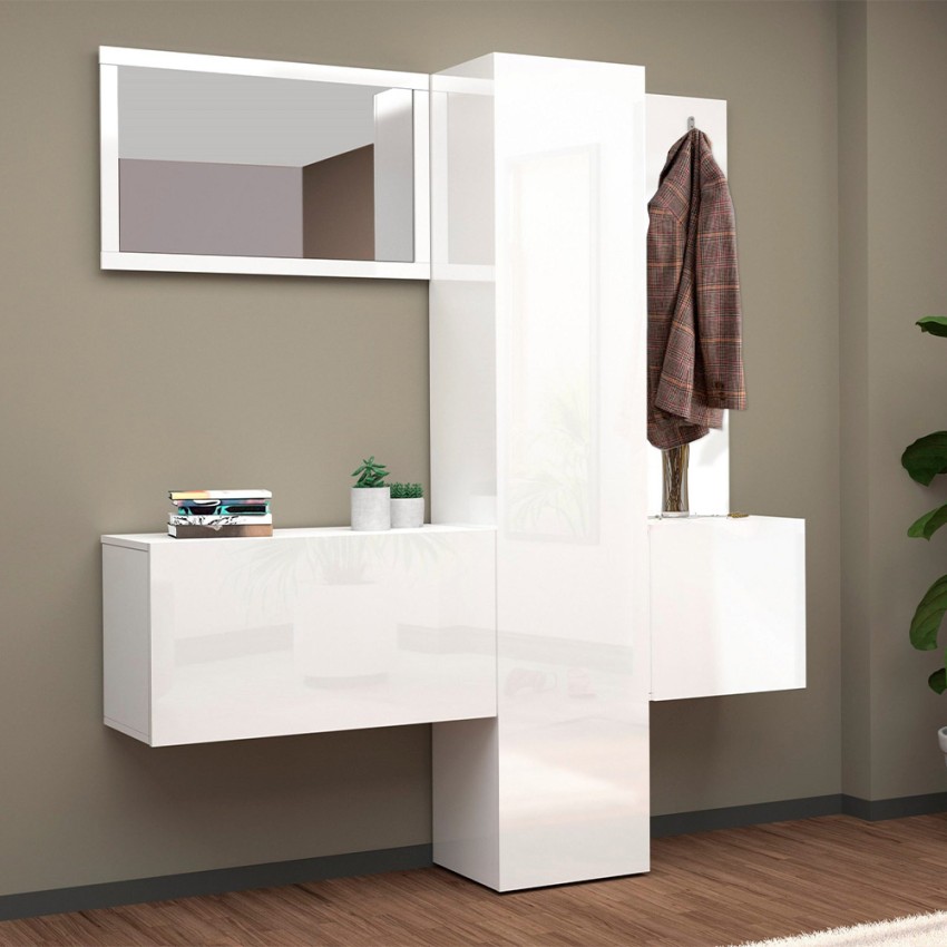 Ensemble meuble à chaussures armoire d'entrée avec miroir et porte-manteaux 2 meubles Linda Promotion Ensemble meuble à chaussures armoire d'entrée avec miroir et porte-manteaux 2 meubles Linda Promotion