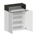 Meuble à chaussures moderne blanc 2 portes 4 étagères 76x34x100 cm Ayenne Prix