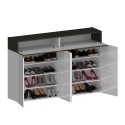 Meuble à chaussures moderne blanc 4 portes 8 étagères bois 152x34x100cm Darice Achat