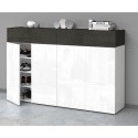 Meuble à chaussures moderne blanc 4 portes 8 étagères bois 152x34x100cm Darice 