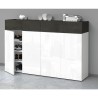Meuble à chaussures moderne blanc 4 portes 8 étagères bois 152x34x100cm Darice 