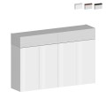 Meuble à chaussures moderne blanc 4 portes 8 étagères bois 152x34x100cm Darice Promotion