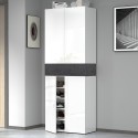 Schoenenkast 4 deuren 10 planken opbergruimte 76x34x200cm wit Hanad Korting