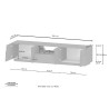 Meuble TV moderne avec 4 portes et tiroir 220x45x46 cm Chiron 