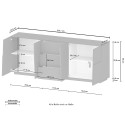 Buffet moderne pour séjour avec 3 tiroirs et 2 portes 220x44x86cm Margaux 