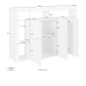 Credenza 3 deuren moderne boekenkast met glazen planken 150x40x100cm Allen Kosten