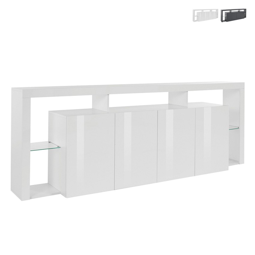 Moderne design dressoir voor woonkamer met 4 deuren 220x40x80 Towyn Aanbieding