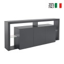 Moderne 3-deurs dressoir 200x40x80cm met glazen legplanken Pibrac Kortingen