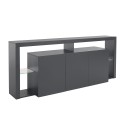 Buffet 3 portes 200x40x80cm bibliothèque moderne étagères en verre Pibrac Choix