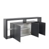 Buffet 3 portes 200x40x80cm bibliothèque moderne étagères en verre Pibrac Caractéristiques