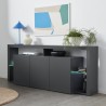 Buffet 3 portes 200x40x80cm bibliothèque moderne étagères en verre Pibrac Offre