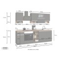 Complete modulaire keuken met modern lineair design 256cm Essence 