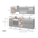 Moderne complete keuken lineair design 256 cm moduleerbaar Unica 