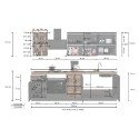 Moderne complete keuken lineair design 256 cm moduleerbaar Unica 