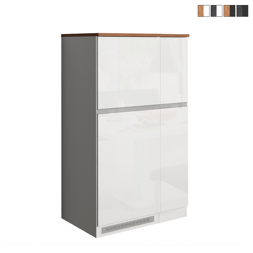 Ensemble de meubles cache-frigo encastrable et porte-épices pour cuisine linéaire Fist Promotion