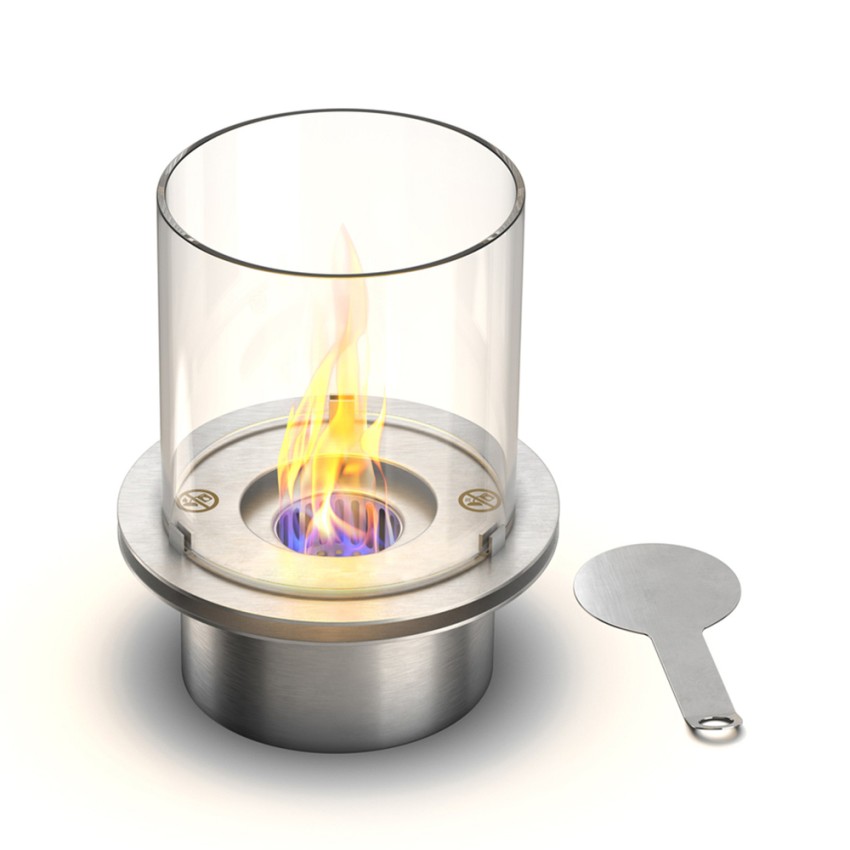 Ronde roestvrijstalen bio-ethanol haardbrander met glas Round Karakteristieken