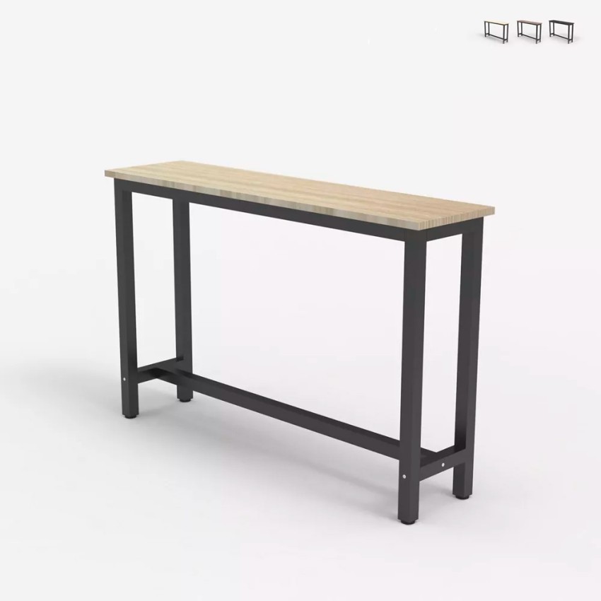Consoletafel entree meubel 120 x 40 cm hout zwart metaal Welcome Light Dark Voorraad