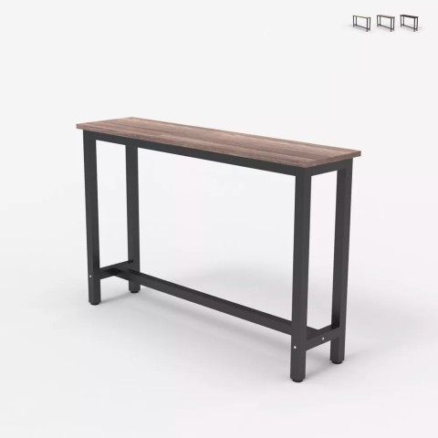 Table d'entrée console 120x40cm design bois métal noir Welcome light dark Promotion