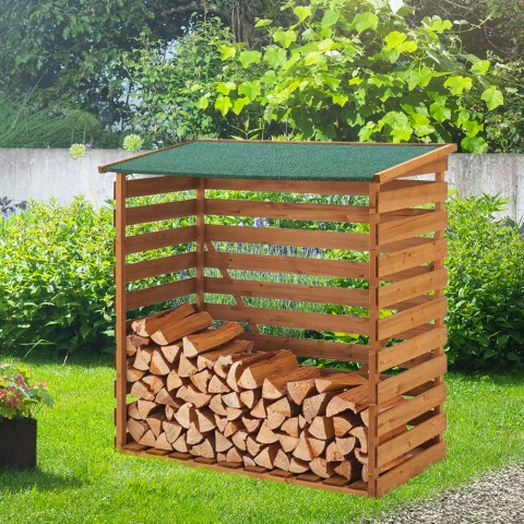 Abri de jardin pour bois de chauffage extérieur 116x65x123cm Grebe Promotion